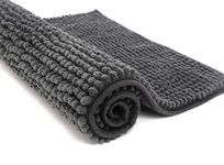 Pincy Chenille Non-slip Bath Mat - 40 x 60 cm Shaggy Microfiber Bathroom Mat - Fast Water Absorbent, Machine-washable Durable Floor Rug, Perfect for Tub, Bathroom, Room (Grey)