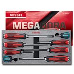 VESSEL MEGADORA JAWSFIT Tang-Thru Magnetic Screwdriver Set | 8-Piece
