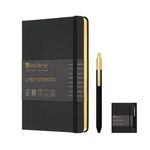 &And Per Se Lined Journal Notebook with Pen, A5 Hardcover Journal Set with Pen & Gift Box, 160 Pages 100gsm Thick Ruled Paper Great Gift for Men Women, for Work Office or School, 5.7'' x 8'' (Black)