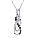 Amanda Rose Collection Women's Black And White Diamond Infinity Pendant Necklace In Sterling Silver