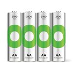 GP Recyko AA Battery NiMH 2100 mAh, 1.2 V, Pack of 4 AA Batteries with Very Low Self-Discharge, Pre-Charged for Immediate Use