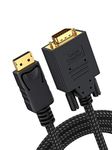 CableCreation DisplayPort to VGA Cable, DP to VGA Cable 24K Gold Plated, Braided Jacket, Standard DP Male to VGA Male Cord For Monitor, Projector, Desktop, Laptop, PC, HDTV, Black 6FT