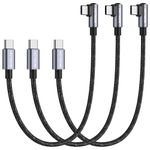 USB C to USB C Cable Right Angle 50cm 3-Pack, 0.5m PD 60W Type C Fast Charge Cord Compatible with Samsung Galaxy S21/S21+/S20+ Ultra Note 20, Pixel 4/3 XL, MacBook Air iPad Pro 2020