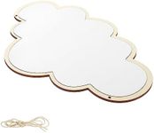 VOSAREA Cloud Shaped Wall Mirror Wood Frame Acrylic Hanging Mirror Cute Cloud Mirror Wall Stickers Decals for Kids Girls Bedroom Nursery Room Bathroom