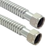 TT FLEX Stainless Steel Corrugated Water Heater Connector Flexible for Water Heater Water Softener,1" FIP x 1" FIP, 0.92" ID x 18" Length (2 Pack)