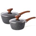 Induction Saucepan Set with Lid – Non Stick Saucepan for Induction – 2pcs Marble Sauce Pan – 16cm, 18cm Saucepot Set – by Nuovva