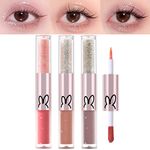 Erinde 3PCS Liquid Glitter Matte Eyeshadow, Eyeliner and Cream Eyeshadow 2 in 1 Makeup, Korean Shimmer Eye Shadow, Silver Christmas Eye Makeup, Quick Drying, Long Lasting