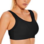 WingsLove Women's Sports Bra High Impact Bounce Control Adjustable Workout Bra Non Padded Wirefree Running Bra Black