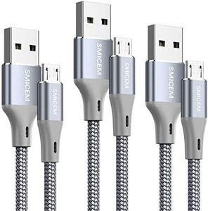 Micro USB Cable, Charging Cable Super Long Fast Charging Speed 10ft 3 Pack, Micro USB Charger Cable, Compatible with Samsung HTC, Sony, Galaxy, LG, PS4, Android and Others, Nylon Braided Cables
