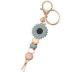 Delicate Flower Silicone Beaded Keychain for Women Girls Cute Key Ring Holder for Car Keys Purse Backpack Purse Ornament (Green)