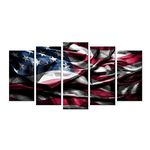 Hello Artwork - USA American Flag Framed Canvas Print Vintage Flags Picture Paintings 5 Panel Giclee Artwork Stretched and Framed For Home Wall Decor (Large Size 60x32inch)