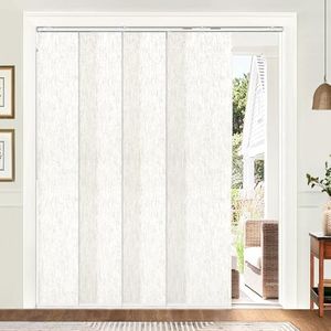 UNISHADES Panel Track Blinds, Vertical Blinds for Sliding Glass Doors, Extendable Track from 45 3/4" to 82 5/8" W, Cuttable Panel Curtains up to 96 inches high, Light Filtering - Linen