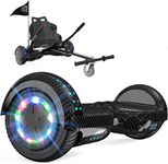 FUNDOT Hoverboards with seat,Hoverboards with hoverkart,Go kart 6.5 inch,Hoverboards with beautiful LED lights,Hoverboards with Bluetooth speaker,Gift for Children