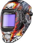 ARCCAPTAIN Auto Darkening Welding Helmet, 3.94"X3.66" Large Viewing Screen True Color Welding Hood with 4 Arc Sensor Solar Powered, Wide Shade 4-5/5-9/9-13 Welding Mask (Skeleton Rider)