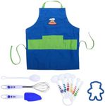 Curious Chef 11-Piece Blue and Green Chef's Kit for Kids, Includes Real Cooking and Baking Tools, Dishwasher Safe and Made with BPA-Free Plastic