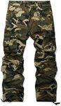 OCHENTA Men's Camo Cargo Pants Cotton Casual Work Tactical Combat Tactical Pant with 8 Pockets Army Green Camo M 38