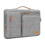 MOSISO 360 Protective Laptop Sleeve Compatible with MacBook Air/Pro, 13-13.3 inch Notebook, Compatible with MacBook Pro 14 inch M3 M2 M1, Side Open Bag with 4 Zipper Pockets&Handle, Gray