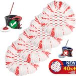 4 Pack Spin Mop Heads Replacements Upgraded Scrub Pad - 40% More Cleaning Power, Mop Replace Head Compatible with O Cedar, Microfiber Spin Mop Refills, Mop Replacements Easy Cleaning Spinning Head