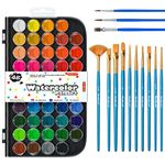 Shuttle Art 58 Pack Watercolour Paint Set, 48 Colours Watercolour Pan with 13 Paint Brushes for Kids and Beginners to Watercolour Paint, Bullet Journal, Calligraphy Practice