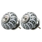 sourcing map 2pcs Ceramic Knobs Vintage Knob Drawers Round Pull Handle Furniture Cupboard Wardrobe Dresser Door Decorative, Gray