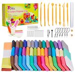 Polymer Clay 50 Colors, QMay Modeling Clay for Kids DIY Starter Kits, Oven Baked Model Clay with Sculpting Tools, Non-Toxic, Non-Sticky, Ideal Gift for Children and Artists