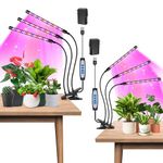 Garpsen Led Grow Light, 2PCS 3 Heads Full Spectrum Clip Plant Light for Indoor Plants, 120 LEDs Grow Lights, with 3 Switch Modes & Auto ON/Off 6/12/16H Timer, 5 Dimmable Levels (Red Blue Warm White)