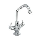 Plantex Pure Brass Basin Mixer Tap Hot & Cold Water Tap with 360° Swivel Spout/Tabletop Dual Lever Wash Basin Tap for Home-7 Year Warranty