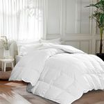 MARTHA STEWART Luxurious Goose Feathers Down Comforter Twin Size 100% Cotton Duvet Insert, Hotel Quality Hypoallergenic Comforter, 38 Oz Light Warmth 68 x 90 Inch White