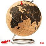 Suck UK Small Original Desktop Cork Globe | Push Pins Included | Educational World MAP | Travel Accessories | Adventure & Memories Display | Small | 14cm