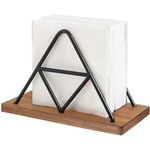 UgyDuky Wood Napkins Holder with Metal Wire Wooden Metal Standing Napkin Holder for Table Rustic Farmhouse Napkin Holder with Wooden Base Vintage Napkin Dispenser for Kitchen Dining Table Decor (C)