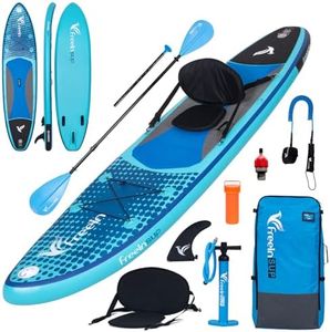 Freein SUP Inflatable Stand Up Paddle Board with Kayak Seat,Paddle Boards for Adults, Accessories sup Pump Adaptor,sup Kayak Paddle（Blue,10'6"