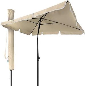 vounot® Parasol Inclinable Rectangulaire 200x125cm 160gr/m2 avec Protection UV Hauteur 2m35 Toile Polyester Parasol Pliable pour Extérieur Inclus Housse de Protection Beige