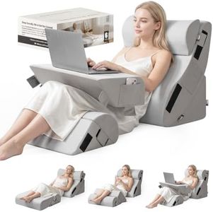 FifthQuarter 6PCS Wedge Pillow Set for After Surgery Recovery Sleeping: Orthopedic Adjustable Bed Wedge Post Surgery Pillows with Memory Foam for Upright Back Leg Pain Relief Acid Reflux & GERD Adults