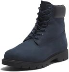 Timberland Men's 6 Inch Basic Waterproof Boots with Padded Collar, Dark Blue Nubuck, 9