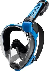 Cressi Duke Full Face Snorkel Dry Mask - Available in Standard Version or with Action Cam Holder, Adult Unisex, Black / Blue, S/M
