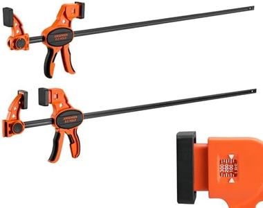 Jorgensen E-Z Hold 300LBS 36 Inch Bar Clamps for Woodworking, 2-Pack One-Handed Medium Duty Quick F Clamps Set, Expandable Clamp/Spreader with Load Limit Indicator, Quick Grip Bar Clamps