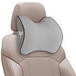 Grin Health Car Neck Rest Pillows Memory Foam Headrest Cushion Neck Pillow for Cervical Neck Support for Car, Office, (Grey_GH-HDR-Curve), Pack of 1