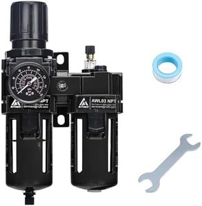 ATINY Air Filter Regulator Lubricator Combo 3/8"NPT,Air Regulator and Water Separator,Air Compressor Water Separator,5 Micron Brass Filter Cartridge,Semi-Auto Drain,Metal Bracket-Black