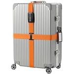 Navaris Suitcase Strap with Lock - Cross Case Baggage Belt with Combination Lock and Luggage Tag for Suitcases, Cabin Cases, Travel Bags - Orange