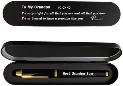 iyaone Fathers Day Gift for Grandpa from Grandchildren - Best Grandpa Ever Engraved Pen, Black Ink Pen Set for Grandpas Birthday, Thank You Gifts for Grandfather Christmas