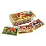 Melissa & Doug Farm Jigsaw Puzzles in a Box (Four Wooden Puzzles, Beautiful Artwork, Sturdy Wooden Storage Box, 48 Pieces, 8” H x 6” W x 2.5” L)