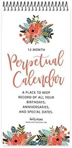 Floral Perpetual Birthday, Anniversary, Special Event Reminder Calendar Book Journal for Important Family Date Day Remembrance Wall Hanging, Mom Dutch Happy Bday Birthdate Gift Card Planner Organizer
