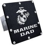 Au-TOMOTIVE GOLD Official Licensed Class 3 2" Laser Cut Trailer Hitch Plug Cover for US Marine Dad Black