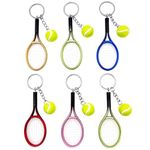 JZK 6x Mini tennis racket racquet keychain, tennis ball keyring, tennis theme gift, tennis fan gift, tennis party favours decoraions, sports games souvenir