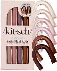 Kitsch Satin Heatless Curling Rod - Heatless Hair Curler for Overnight Curls, Soft Hair Curlers to Sleep In, Heatless Curlers for Women, No Heat Curls for Short Hair & Long Hair, 6pcs - Rosewood
