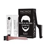 Pacinos Hair & Beard Color Kit (Black) - Hair Color For Men, Eliminates Grays in 5 minutes, Easy to Apply Brush-In Formula, Enhances Appearance of Hair for Moustache & Beard