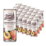 Harry Brompton's Iced Tea - Peach - 24 x 330ml Cans - Made with brewed Kenyan tea infused with real fruit