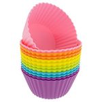 Freshware CB-320SC Silicone Jumbo Round Reusable Cupcake and Muffin Baking Cup, Pack of 12, Multi-Color