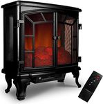 MONZANA® Double-Door 2kW Electric Fireplace | 2000W | 2 Heat Settings | Timer | Decorative LED Flame Effect | Electric Fan Heater | 70 x 36 x 66cm | Black