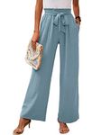 Heymoments Wide Leg Pants for Women Casul Lightweiht Waisted Adjustable Tie Knot Loose Comfy Casual Trousers L
